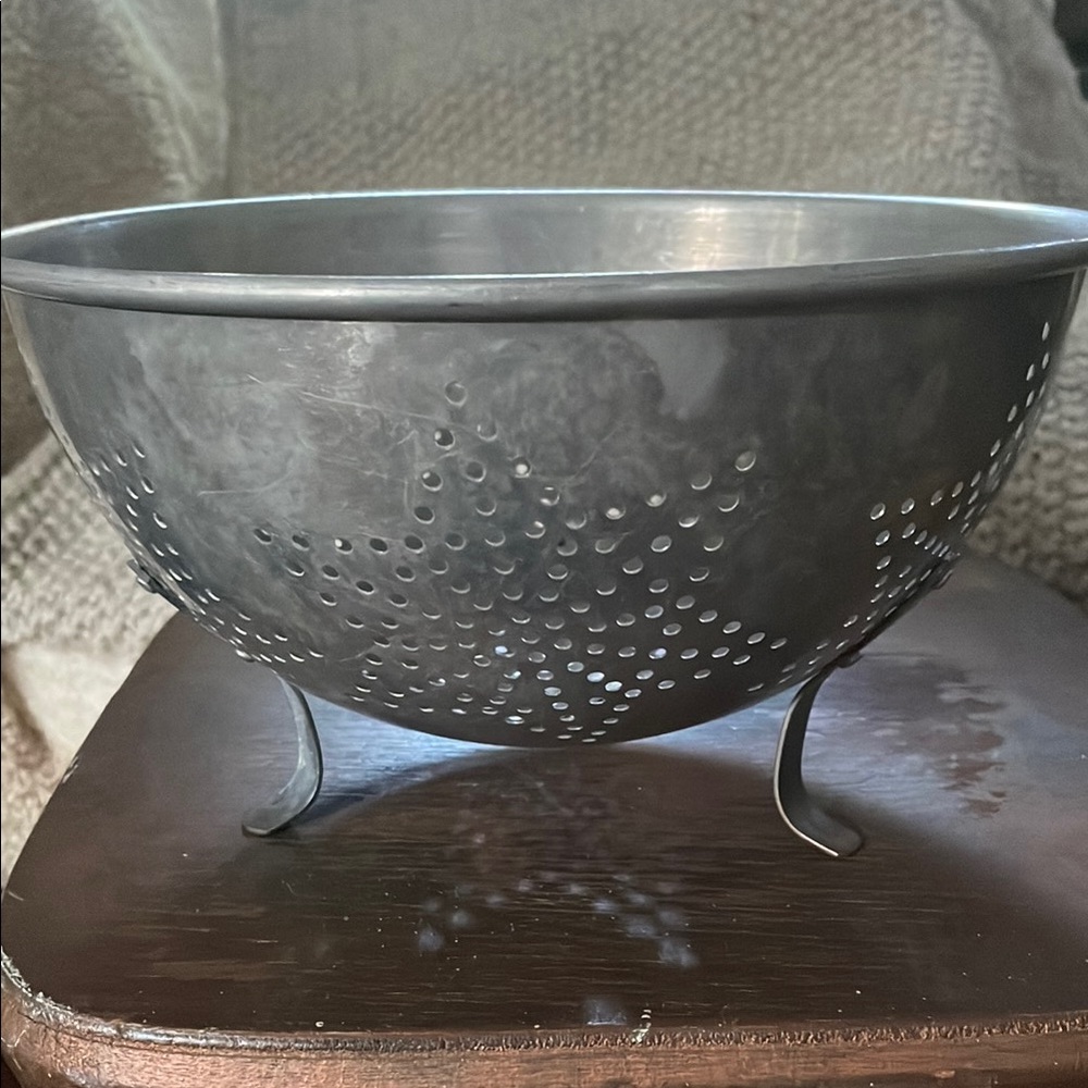 Vintage Metal Colander with Star Design